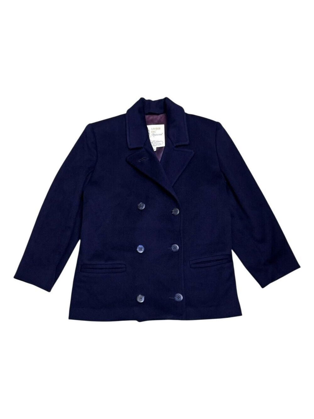 LONDON FOG Maincoats Vintage Retro Blue Business Winter Pea Coat Womens 6 Petite